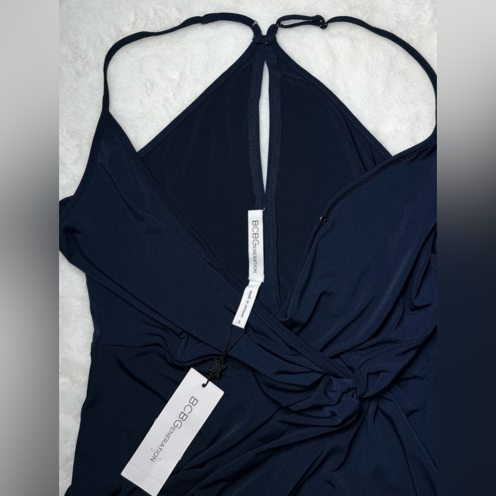 🆕 BCBGeneration Navy V-Neck Twist-Front Mini Dress - Picture 12 of 13